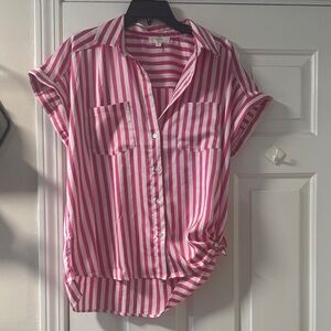 Entro Pink and White Striped Shirt